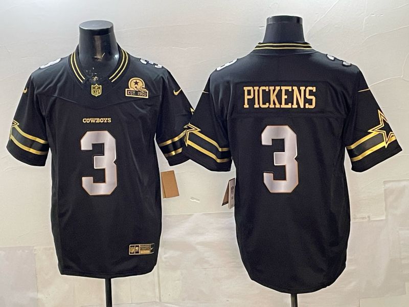 Men 2026 Dallas Cowboys #3 Pickens Black gold 6th generation Nike Limited NFL Jersey style 04